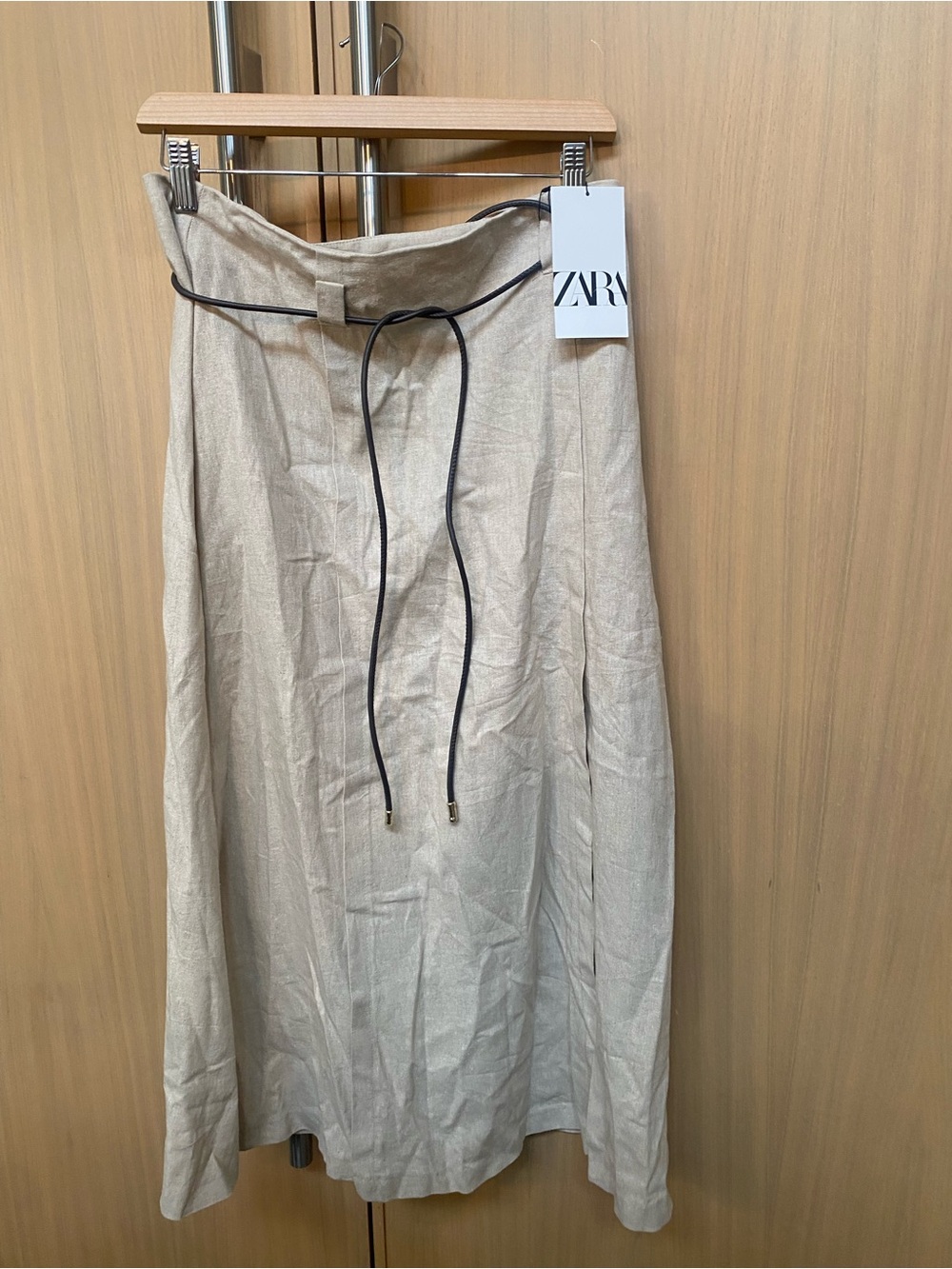 ZARA Cream Maxi Skirt with Black Drawcord